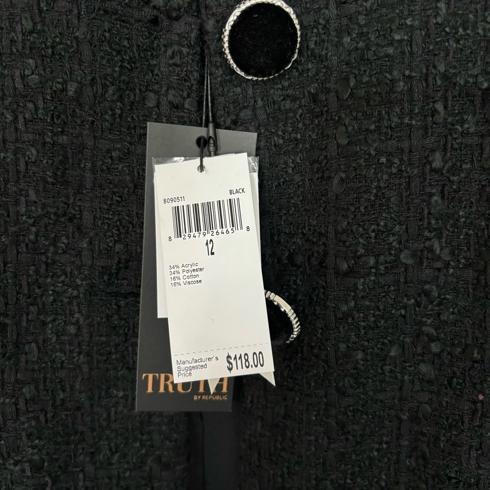 TRUTH by Republic Vintage-Style Cropped Tweed Boucle Bomber Jacket--NWT--12 - Picture 7 of 15